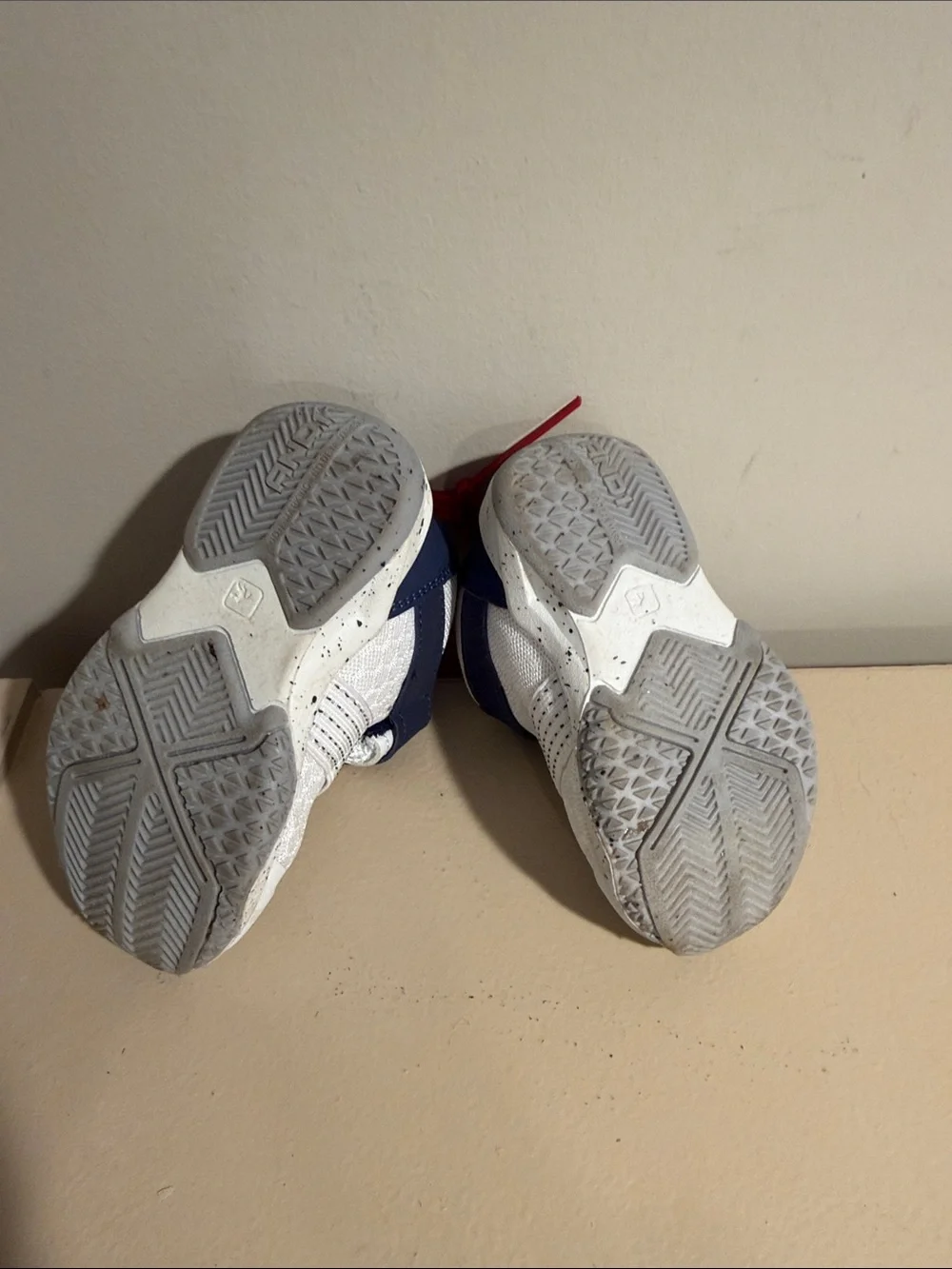 And1 White and Navy Kids Hook-and-Loop Sneakers